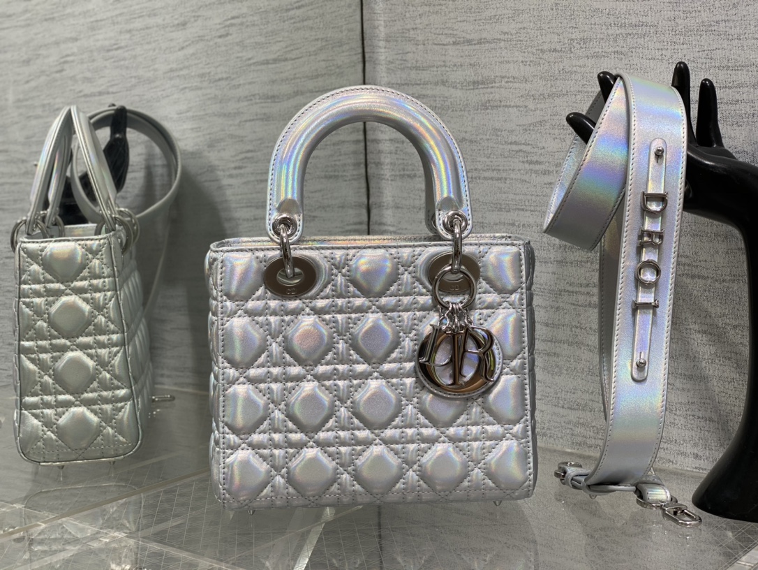 Small Lady Dior My ABCDior Bag Silver Cannage Lambskin